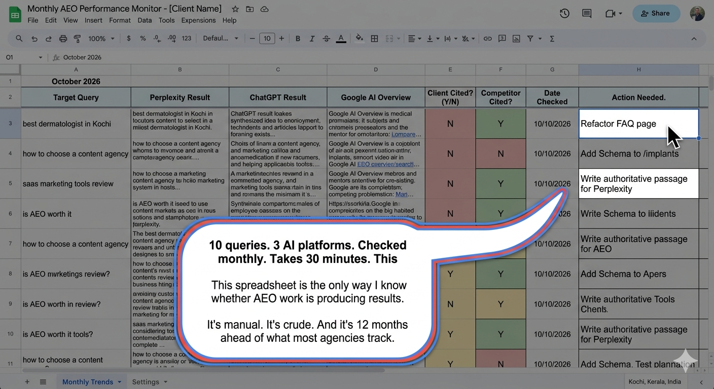 The manual AEO tracking spreadsheet