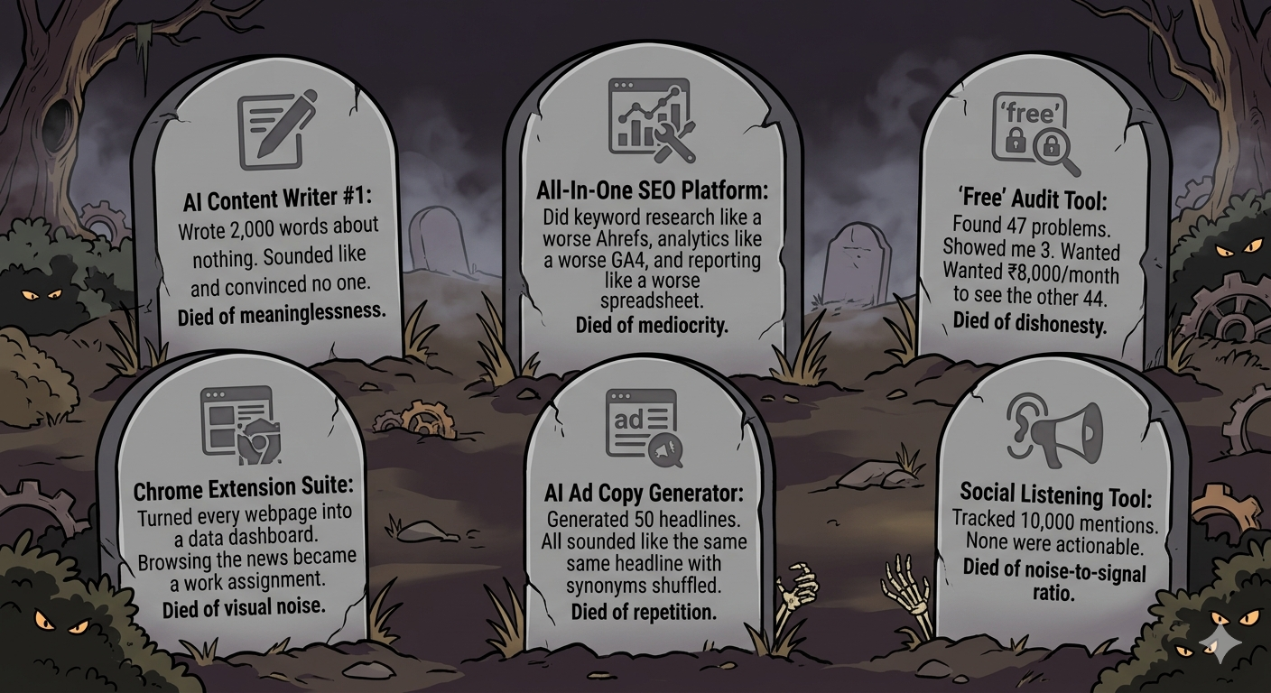 Infographic of tools in graveyard