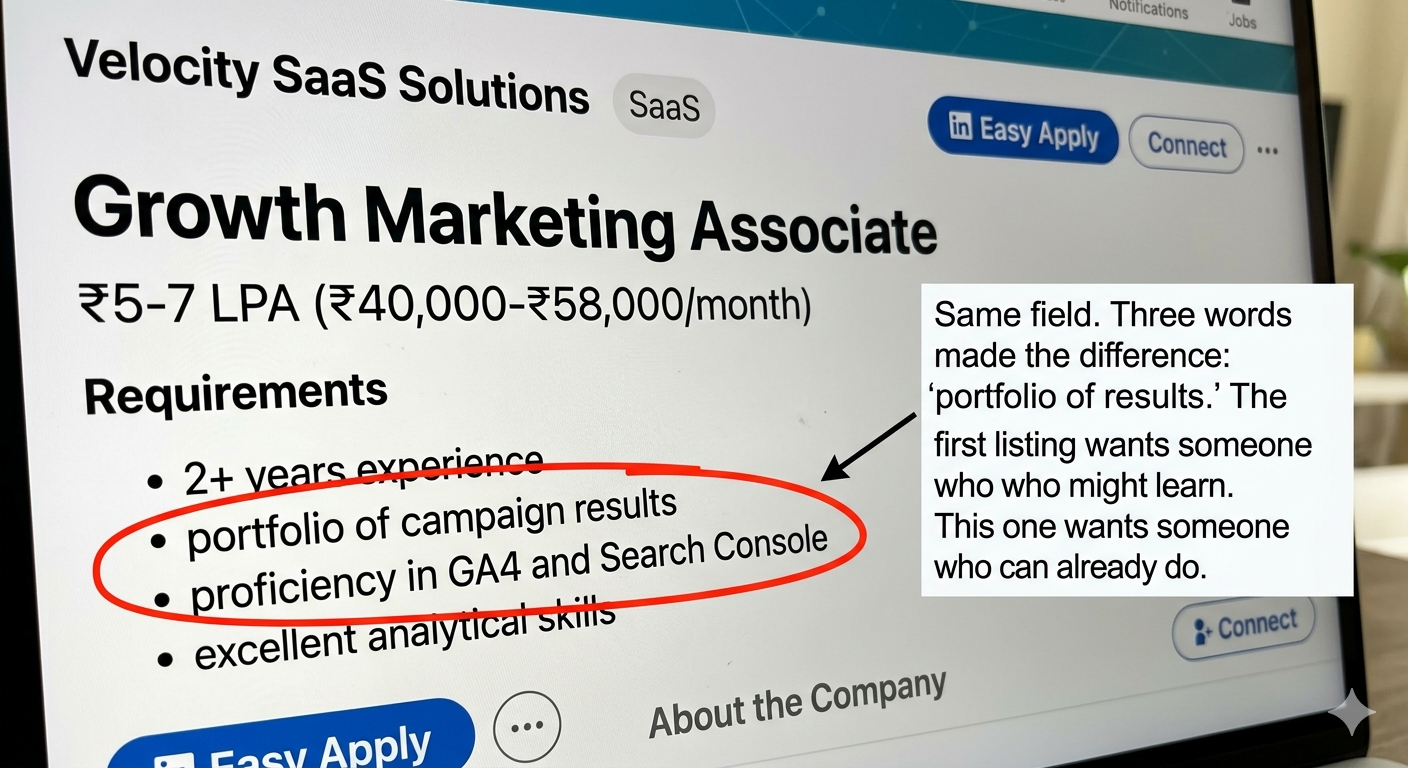Image of a job listing for a Growth Marketing Associate.