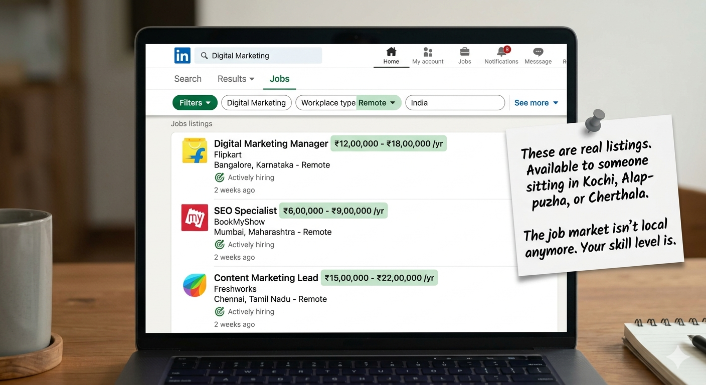 remote digital marketing job listings in India with salaries